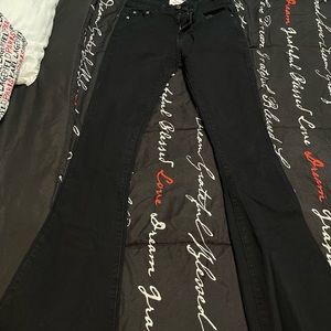 Black high rise jeans,size 6, big flare on bottoms